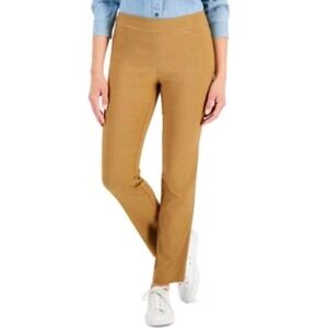 Charter Club Pants camel Stretch Slim leg Tummy Slimming Pull Up Women's Size 12